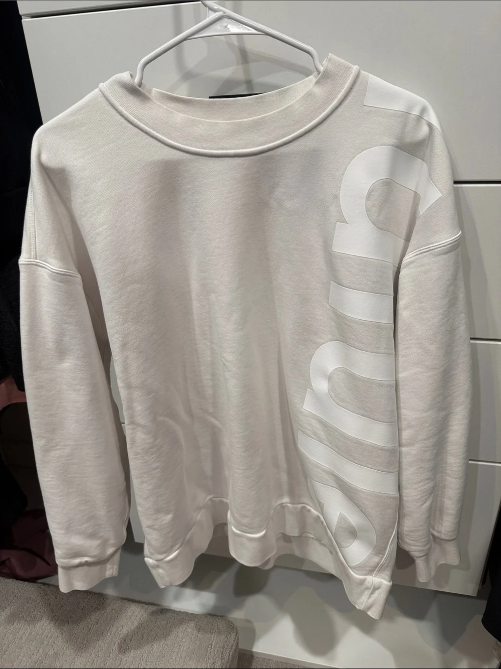 lululemon athletica White Crewneck Sweatshirt with Vertical Logo